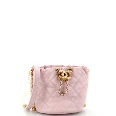 CHANEL About Pearls Bucket Bag Quilted Calfskin Mi