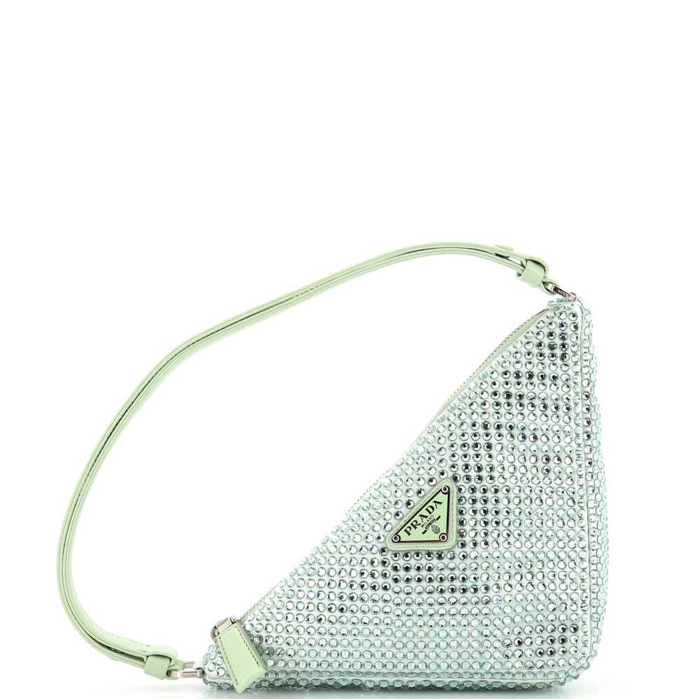 PRADA Triangle Top Handle Pouch Bag Crystal Embel… - image 1
