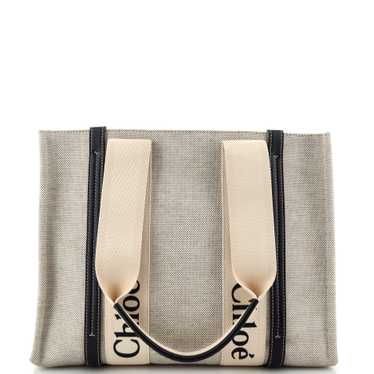 CHLOE Woody Tote Canvas with Leather Medium