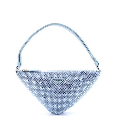 PRADA Triangle Top Handle Pouch Bag Crystal Embell