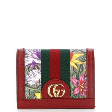 GUCCI Ophidia Flap Card Case Flora GG Coated Canva