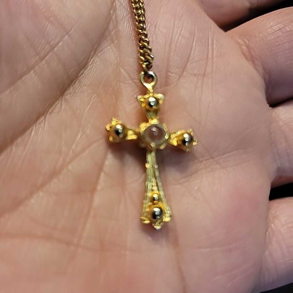 Vintage Gold Tone Necklace Cross Pendant Womens M… - image 10