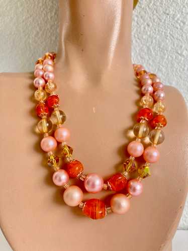 1950s Japan Pink, Orange, & Golden Double Strand N