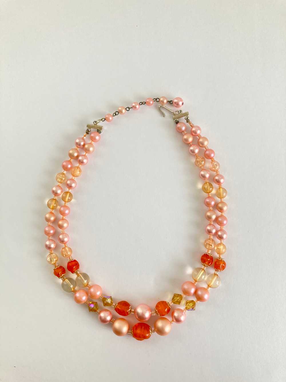 1950s Japan Pink, Orange, & Golden Double Strand … - image 3