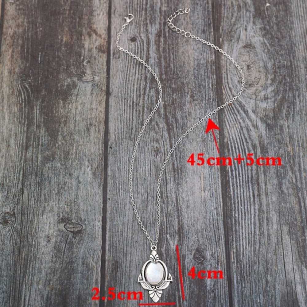 Oval opal alloy pendant necklace - image 3