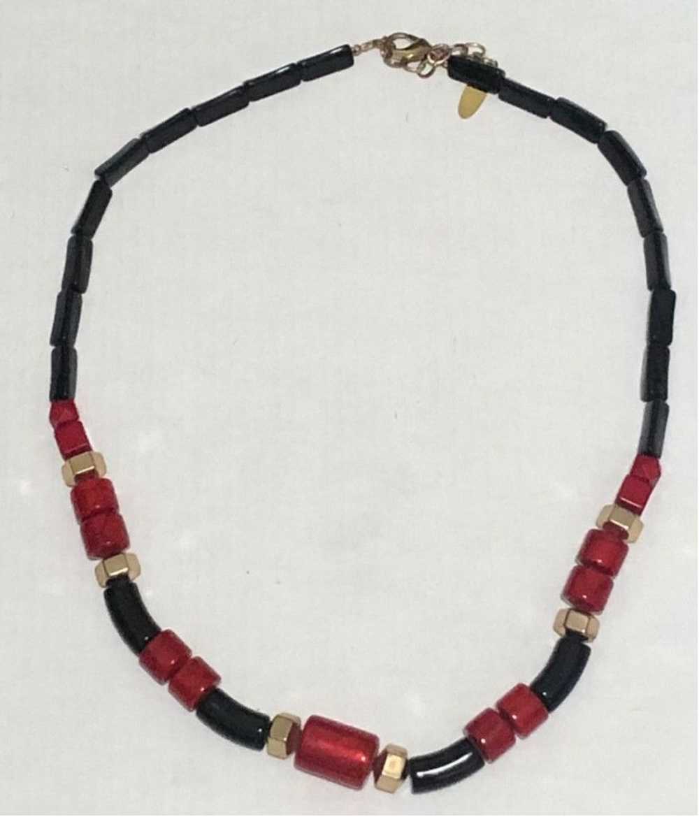 Vintage Vintage Bold Chunky Beaded Necklace Black… - image 3