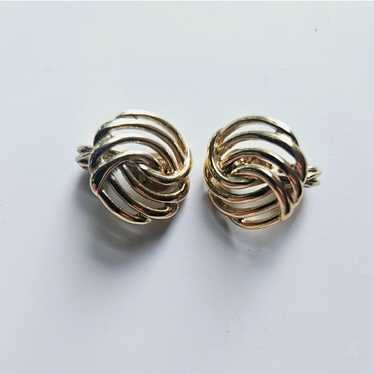 Vintage Monet Gold Love Knot Twist Earrings - image 1