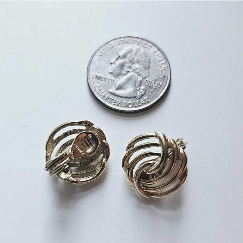 Vintage Monet Gold Love Knot Twist Earrings - image 4