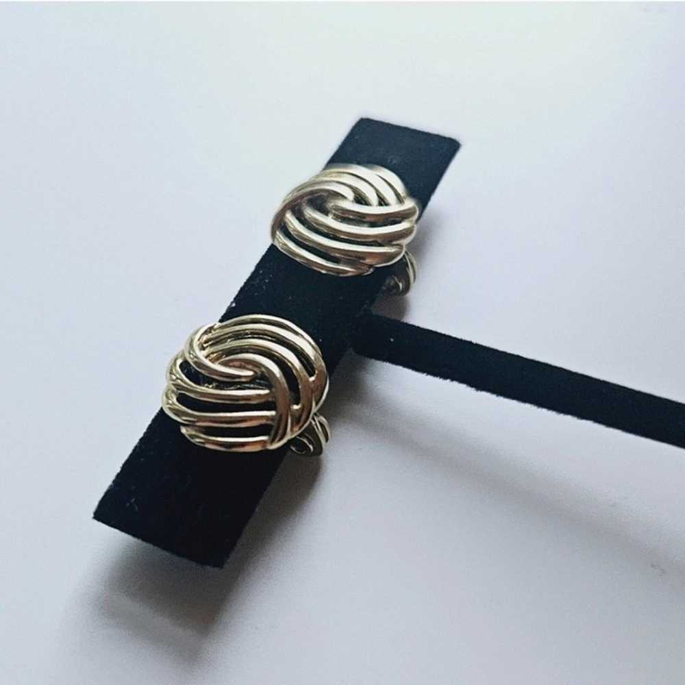 Vintage Monet Gold Love Knot Twist Earrings - image 6