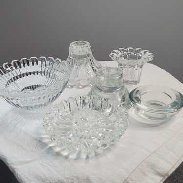 Lot of Vintage Crystal & Glass Candle Holders