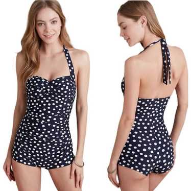 Seafolly 50s style Blue & White Polka Dot Pin Up h