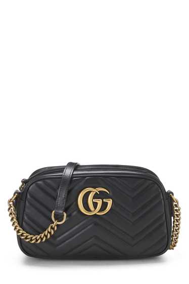 Black Leather GG Marmont Crossbody Bag