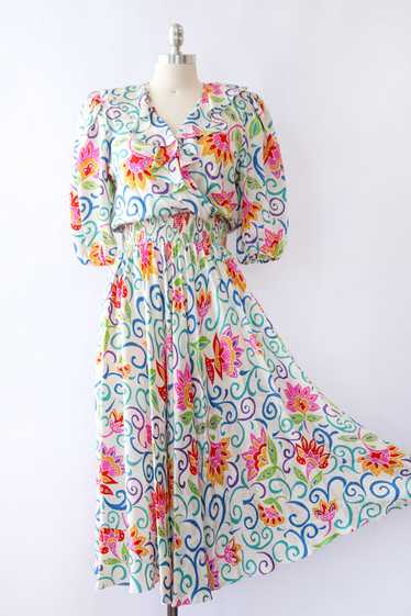 Bright Silk Floral Dress XS-M