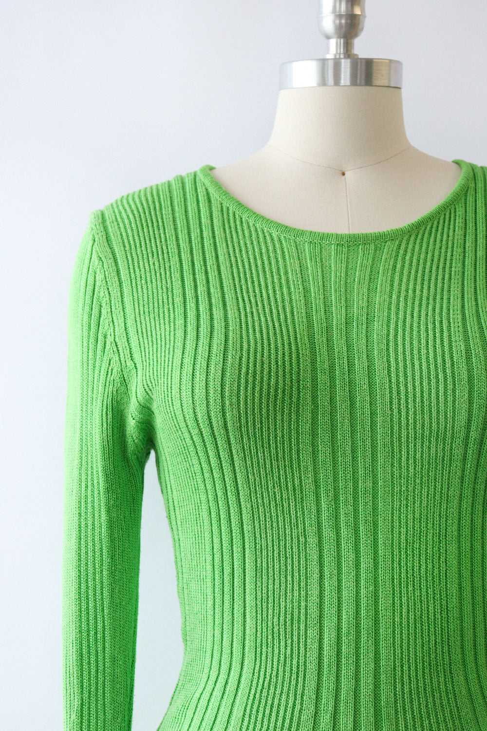 Key Lime Ribbed Knit Maxi Bodycon M - image 2