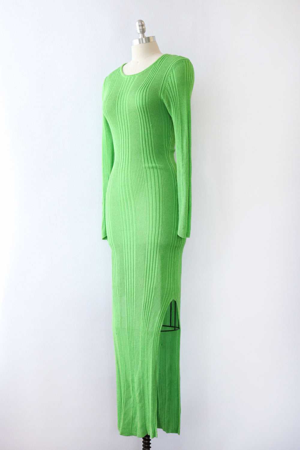 Key Lime Ribbed Knit Maxi Bodycon M - image 3