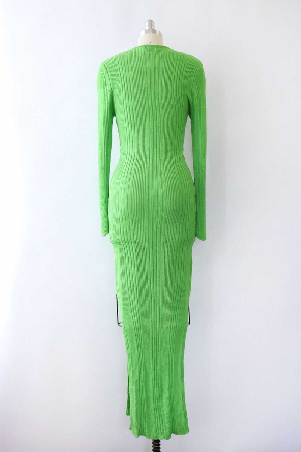 Key Lime Ribbed Knit Maxi Bodycon M - image 4