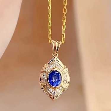 Vintage Sapphire Crystal Necklace Austrian Crystal
