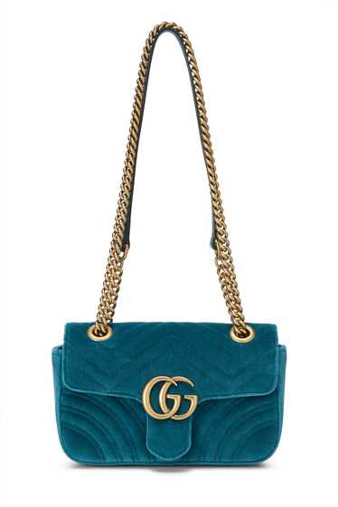 Blue Velvet GG Marmont Shoulder Bag Mini