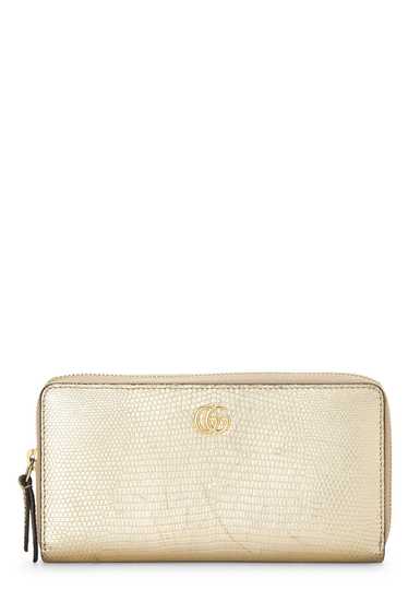 Gold Embossed Leather Continental Zip Around Walle