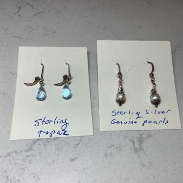 Genuine Topaz Sterling Silver Earrings / Genuine P