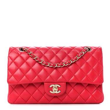 CHANEL Lambskin Quilted Medium Double Flap Dark Pi