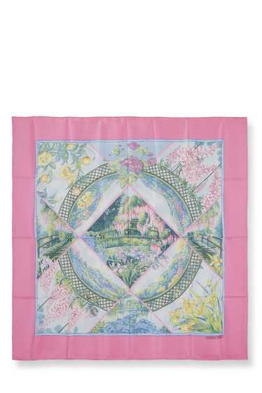 Pink & Multicolor 'Giverny' Silk Scarf 90