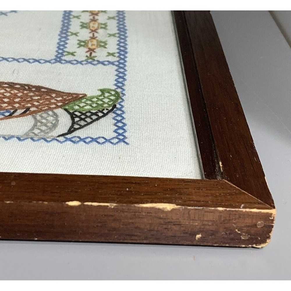 Vtg Wood Framed Needlepoint w/Ducks Fathers Day “… - image 11