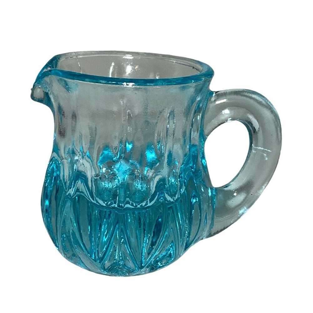 DEGENHART Light Blue Miniature Glass Pitcher w/Ha… - image 3