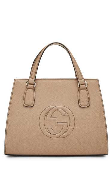 Beige Grained Leather Soho Handbag