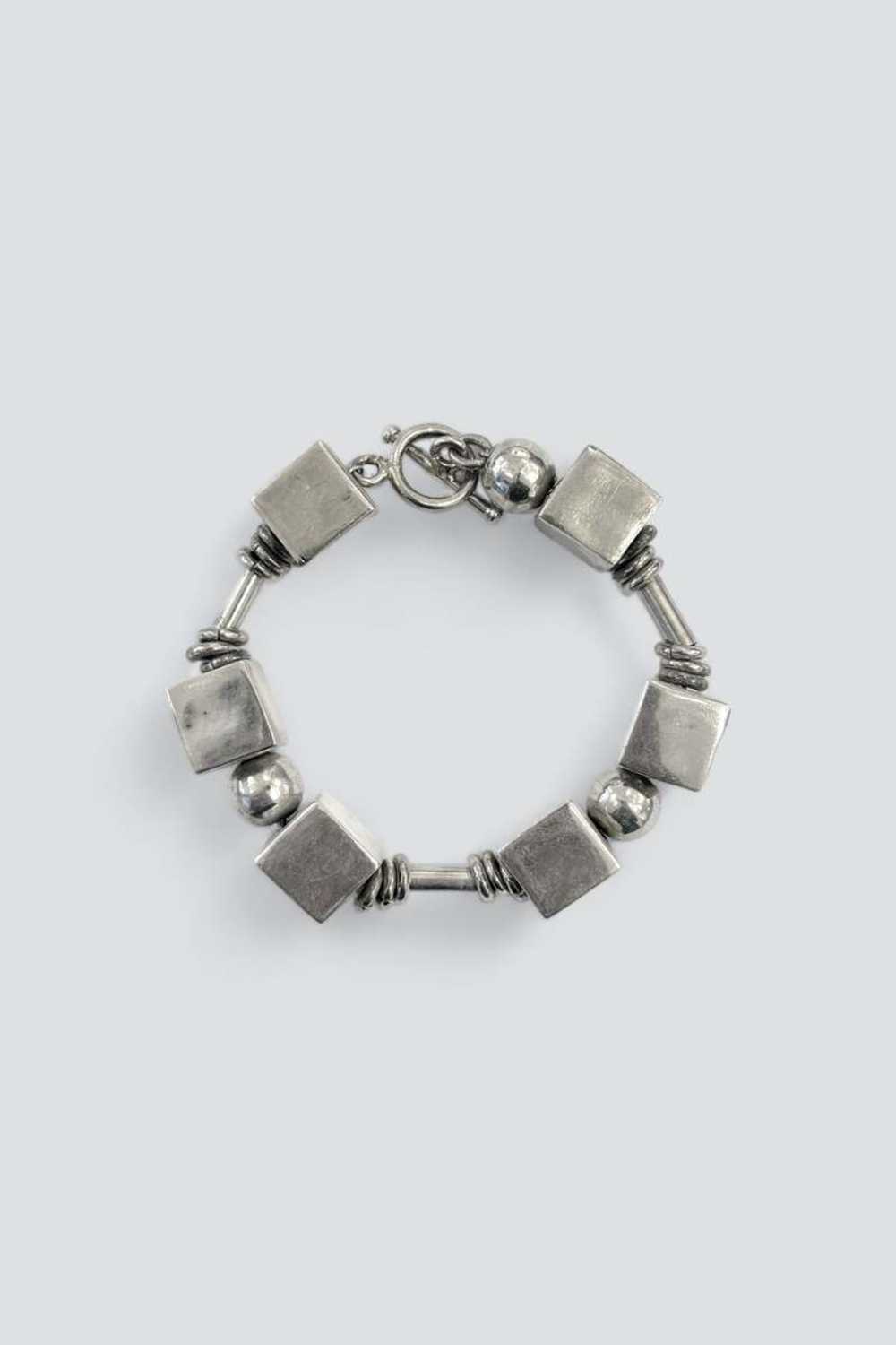 Sterling Silver Heavy Geometry Bracelet - image 1