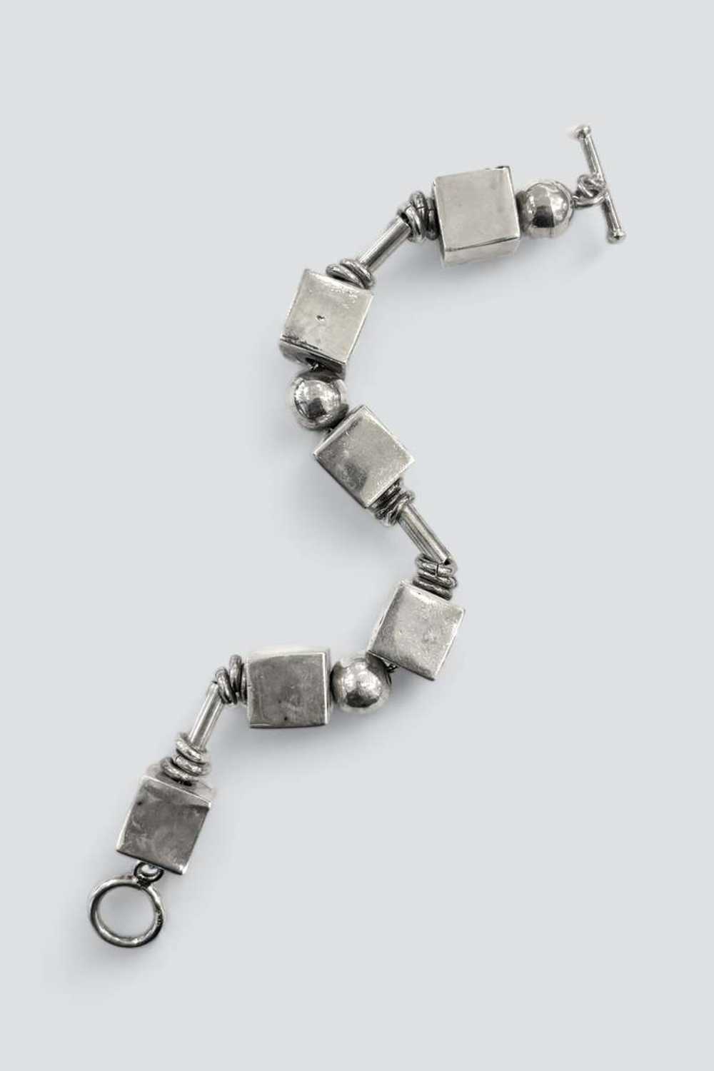 Sterling Silver Heavy Geometry Bracelet - image 2