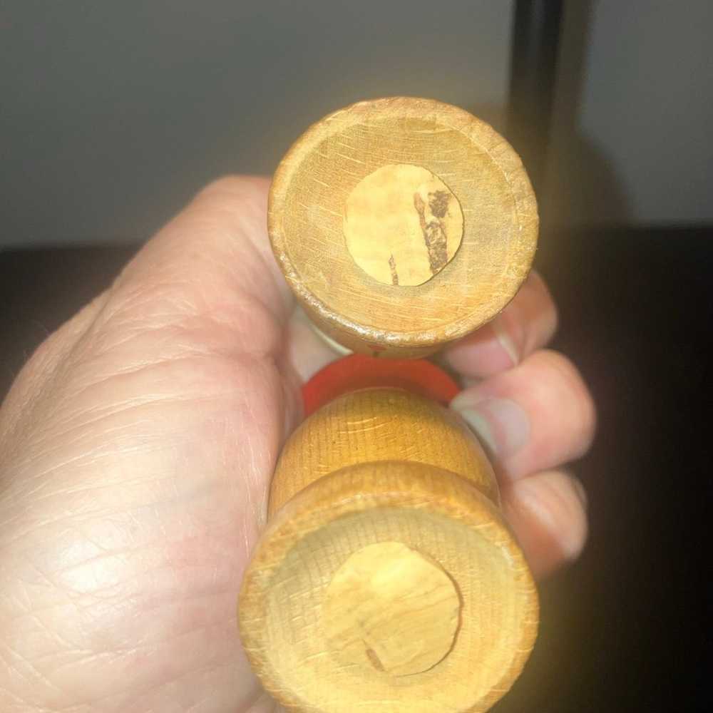 Vtg Mini Mr Salt & Mrs Pepper Shakers Wood HandPa… - image 6