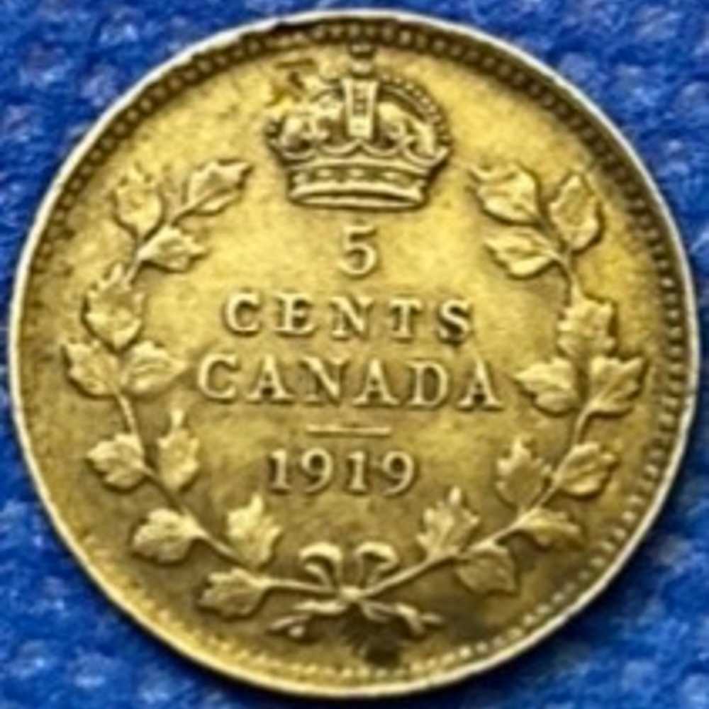 1919 5 Cent Piece Canada Silver Coin - image 2