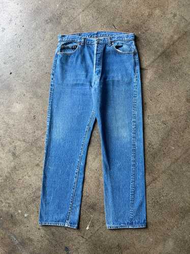 1990s Levi's 501xx Slightly Faded Blue Jeans 35" x