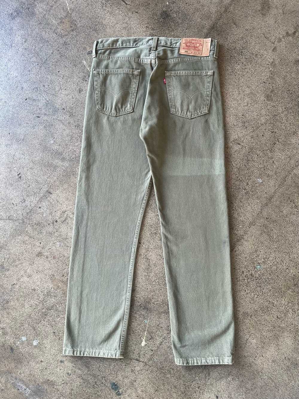 1990s Levi's 501 Faded Green Jeans 33" x 30" - image 4