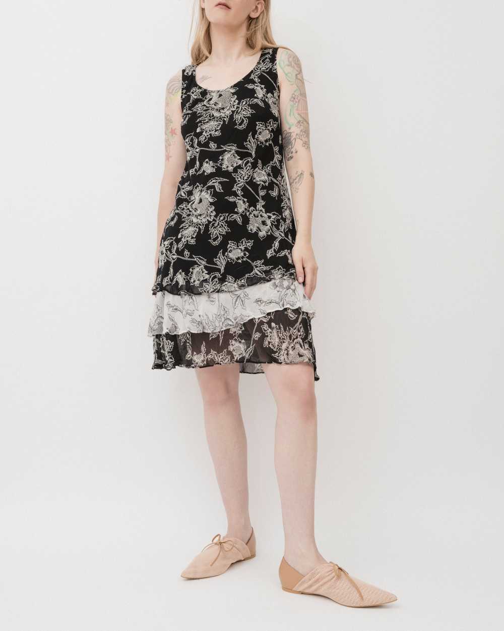 Vintage 90s Floral Chiffon Dress (S-L) - image 1