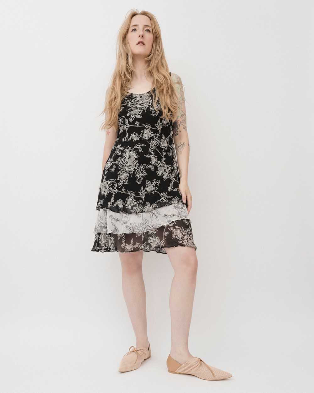 Vintage 90s Floral Chiffon Dress (S-L) - image 3