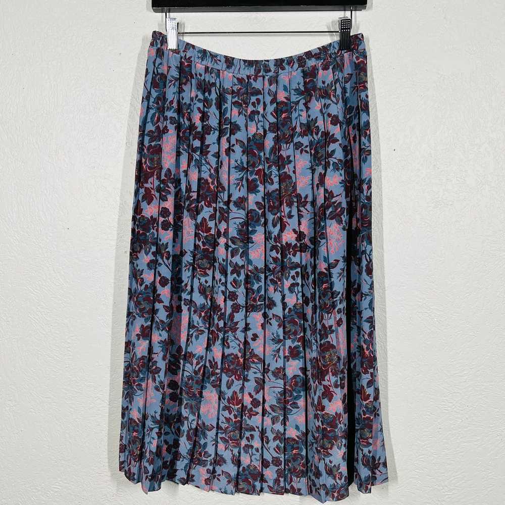 Vintage Leslie Fay Pleated Floral Skirt Midi Elas… - image 5