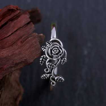 "Ethnic Style Dainty Rose Flower Anillo Vintage Si