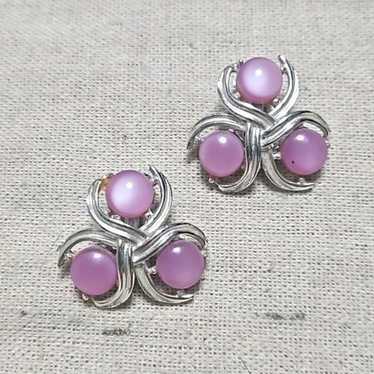 Vintage 60s Pink Purple Moonglow Thermoset Clip-on