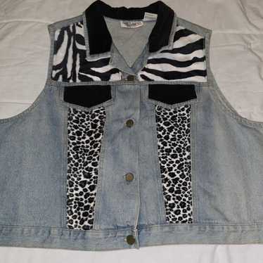 Vintage Laura Daniels Jean Jacket Vest With Animal