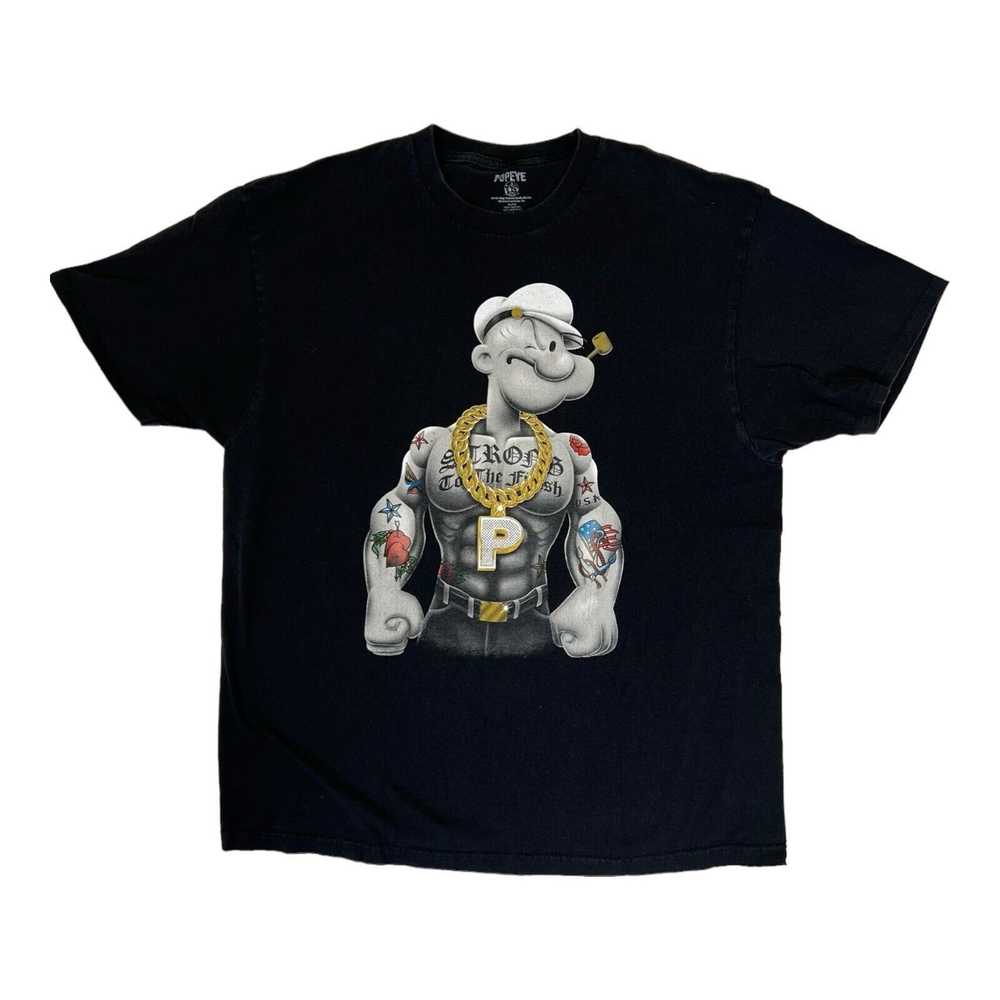 Vintage Popeye T-Shirt Size XL Ripped Gangster Po… - image 1