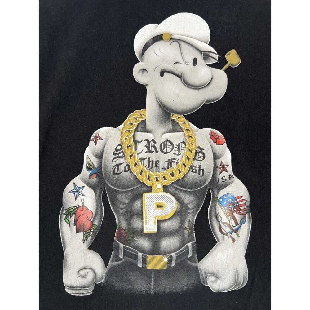 Vintage Popeye T-Shirt Size XL Ripped Gangster Po… - image 2