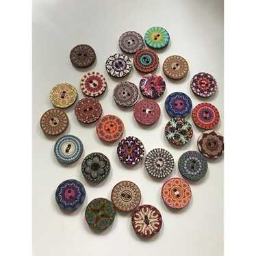 NEW 400 Pcs Mixed Wood Buttons Flower Vintage But… - image 1