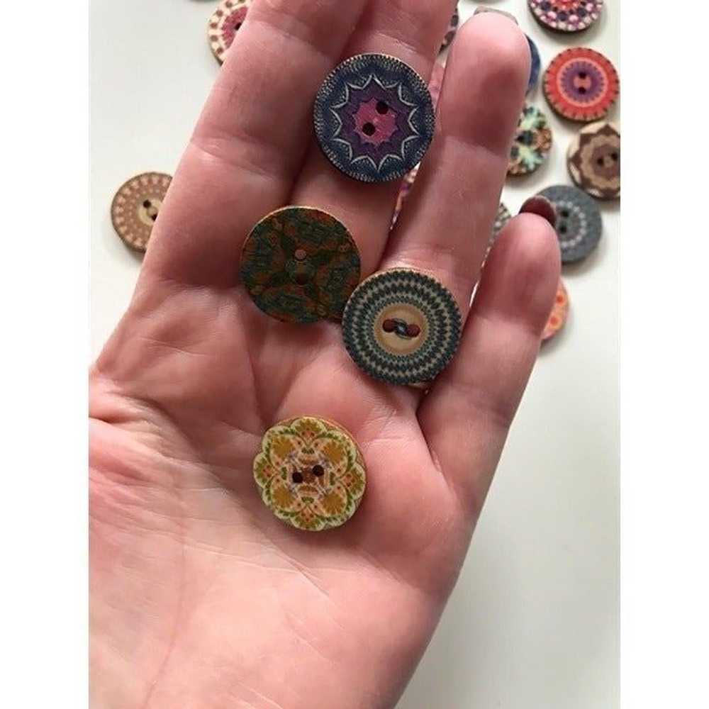NEW 400 Pcs Mixed Wood Buttons Flower Vintage But… - image 4