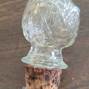 Vintage Glass and cork bottle stopper liquor cut … - image 1