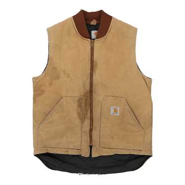 Heavily Worn Carhartt Gilet - Large Beige Cotton