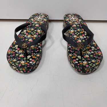 Tory Burch Black & Floral Platform Sandals Size 10