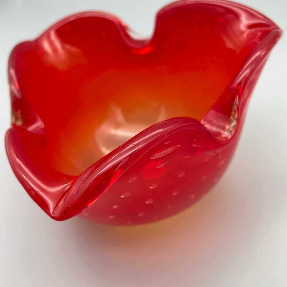 Murano Bubble Glass Red Ashtray Mid Century Moder… - image 2