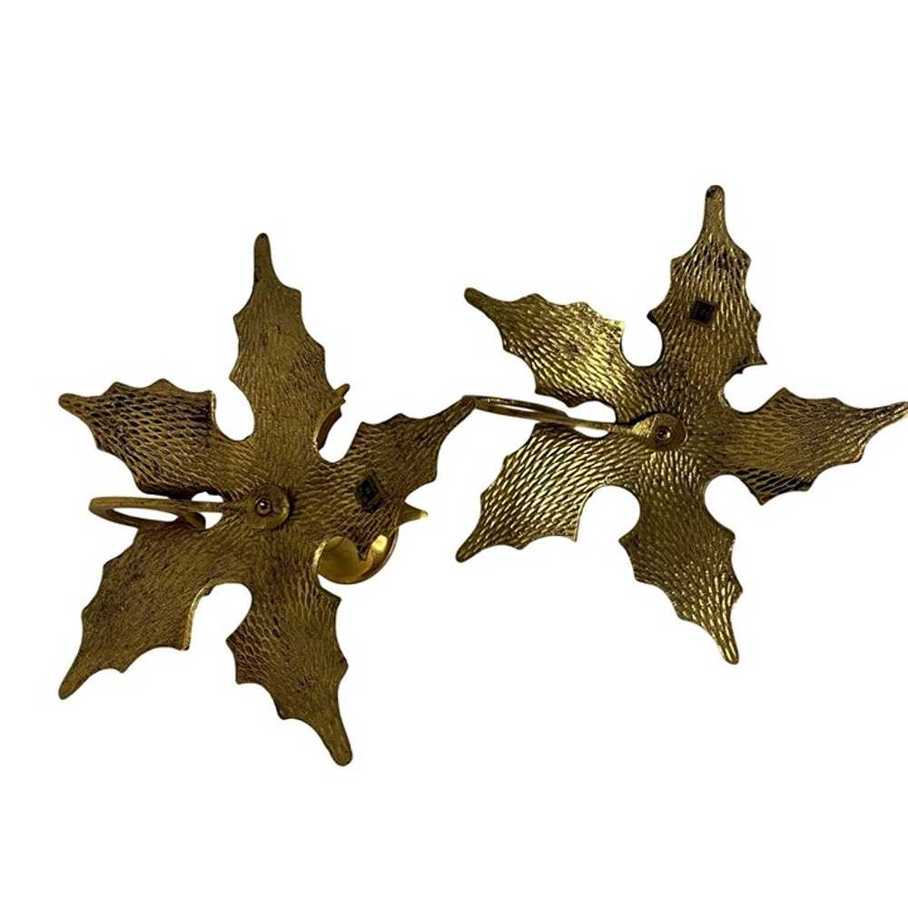 #8164 PAIR BRASS CANDLE HOLDERS HOLY LEAF MOTIF M… - image 4